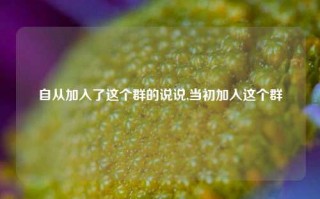 自从加入了这个群的说说,当初加入这个群