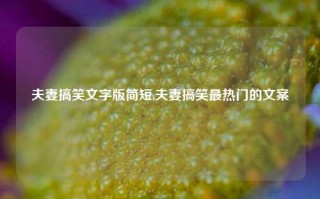 夫妻搞笑文字版简短,夫妻搞笑最热门的文案