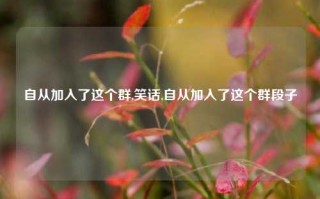 自从加入了这个群,笑话,自从加入了这个群段子