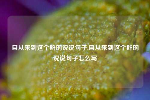 自从来到这个群的说说句子,自从来到这个群的说说句子怎么写-第1张图片-我笑了