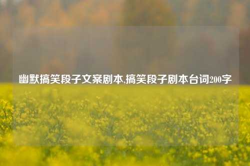 幽默搞笑段子文案剧本,搞笑段子剧本台词200字-第1张图片-我笑了