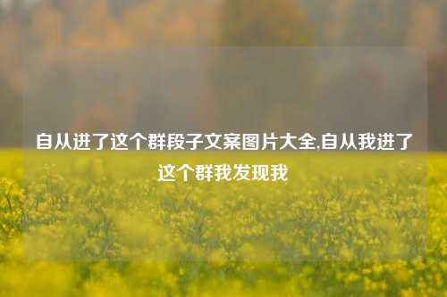 自从进了这个群段子文案图片大全,自从我进了这个群我发现我-第1张图片-我笑了