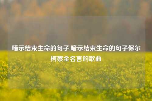 暗示结束生命的句子,暗示结束生命的句子保尔柯察金名言的歌曲-第1张图片-我笑了