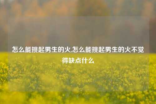 怎么能挑起男生的火,怎么能挑起男生的火不觉得缺点什么-第1张图片-我笑了